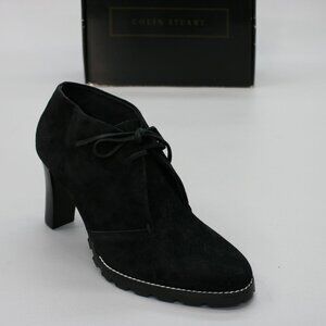 Colin Stuart Ladies 5.5 Black Nubuck Suede Ankle Heel Bootie Chukka Granny boots